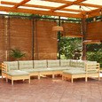 vidaXL 3012481 - 9 Piece Garden Lounge Set with Cushions Solid Pinewood