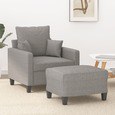 vidaXL 3017997 - Fauteuil avec repose-pied clair 60 cm Tissu