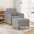 vidaXL 3018004 - Fauteuil avec repose-pied clair 60 cm Tissu