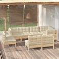 vidaXL 3012455 - 8 Piece Garden Lounge Set with Cushions Solid Pinewood