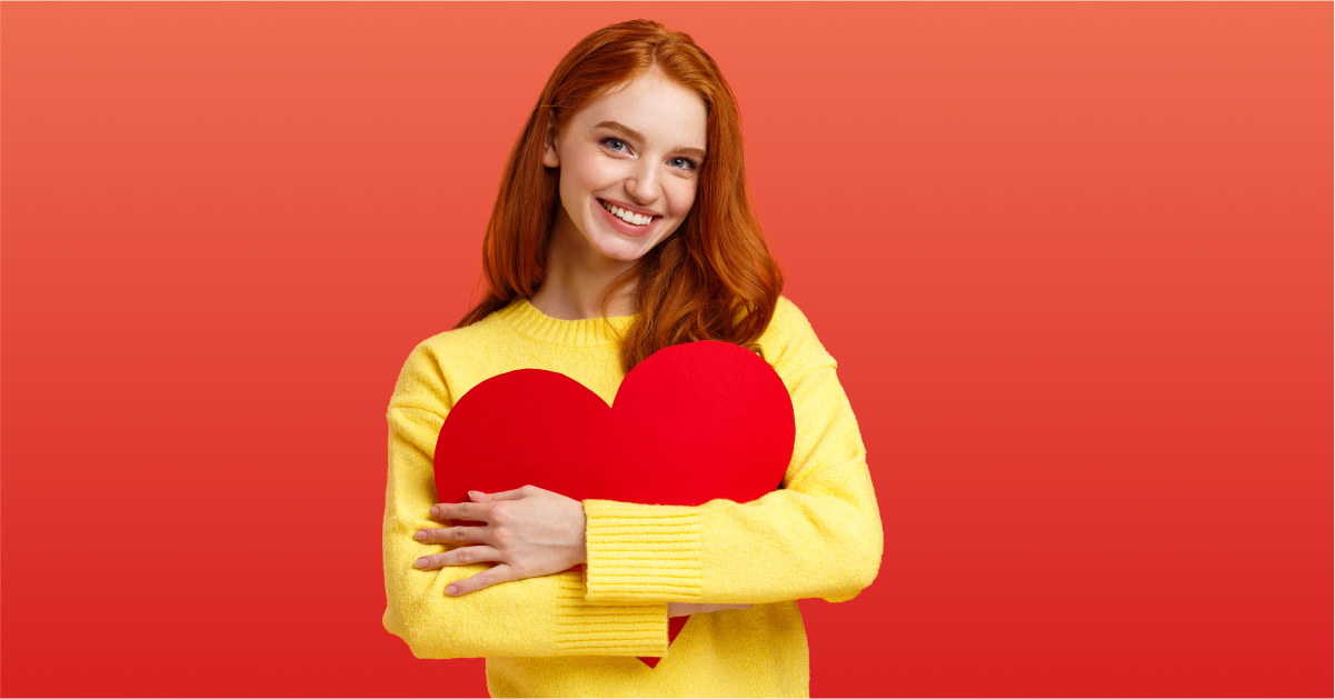 girl with heart for valentine's day