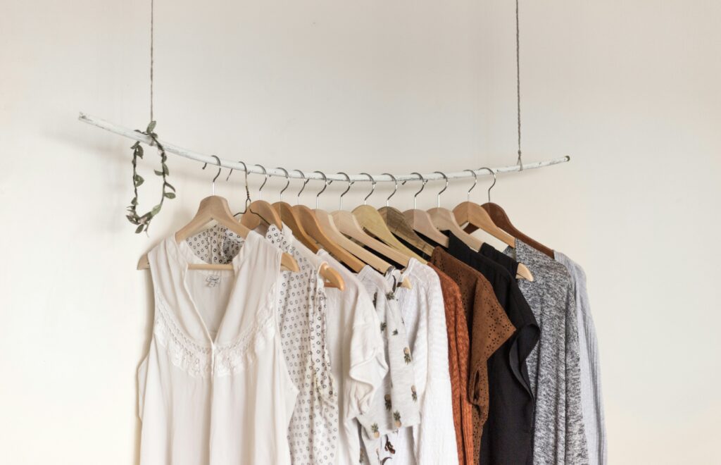 A rack of organic clothing