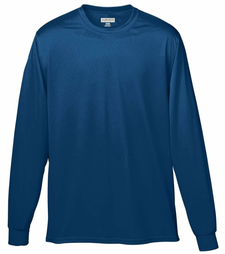 A blue polyester sports top