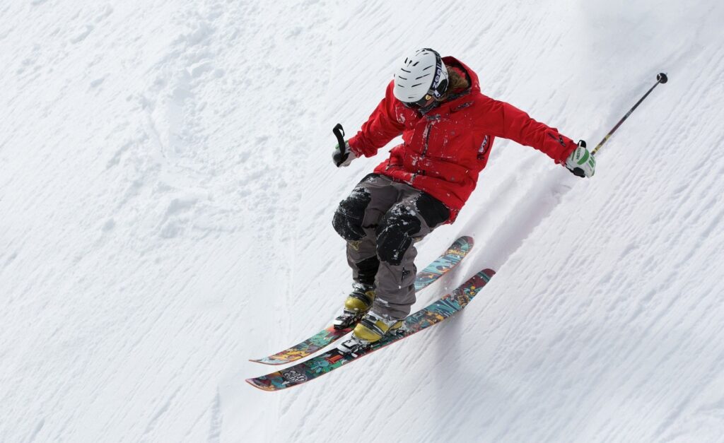 A skier in action