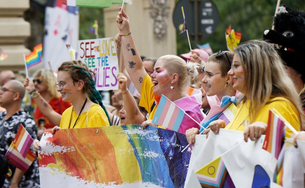 Friends celebrate together during Pride Month