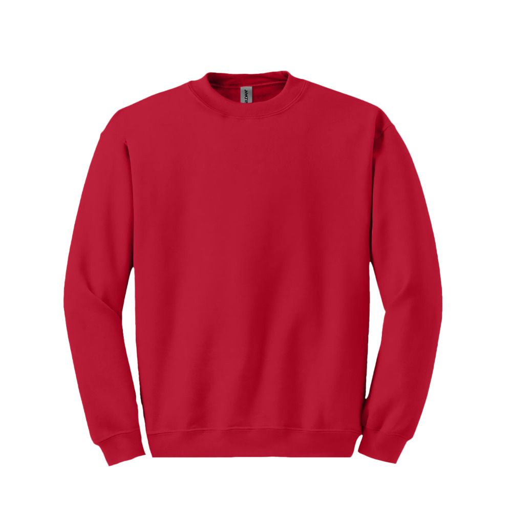 A red GN910 crewneck sweater from Gildan