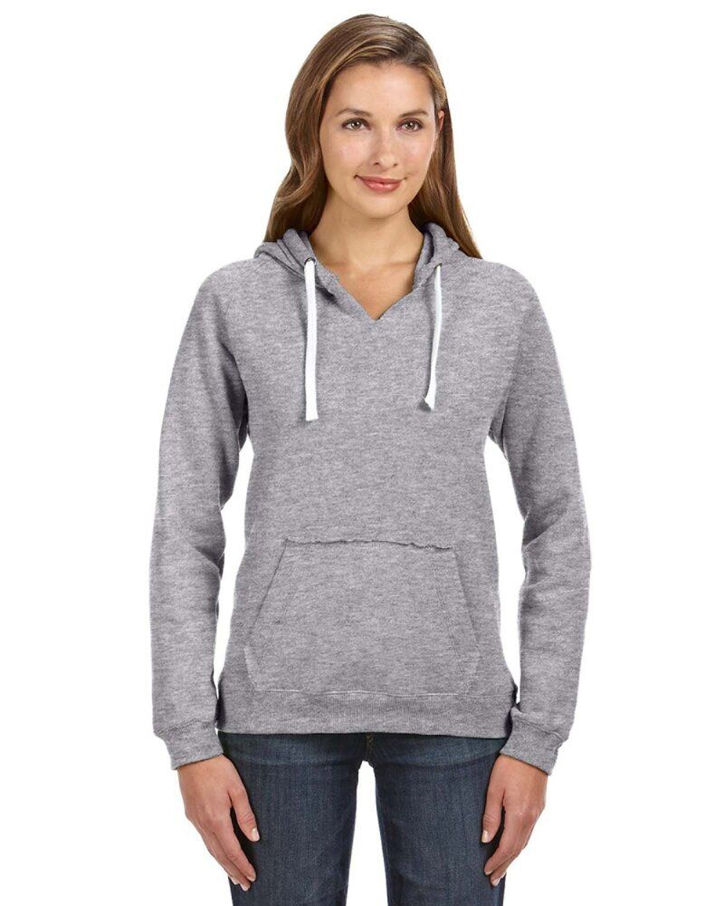 J. America 8836 - Ladies' Sueded V-Neck Hooded Sweatshirt