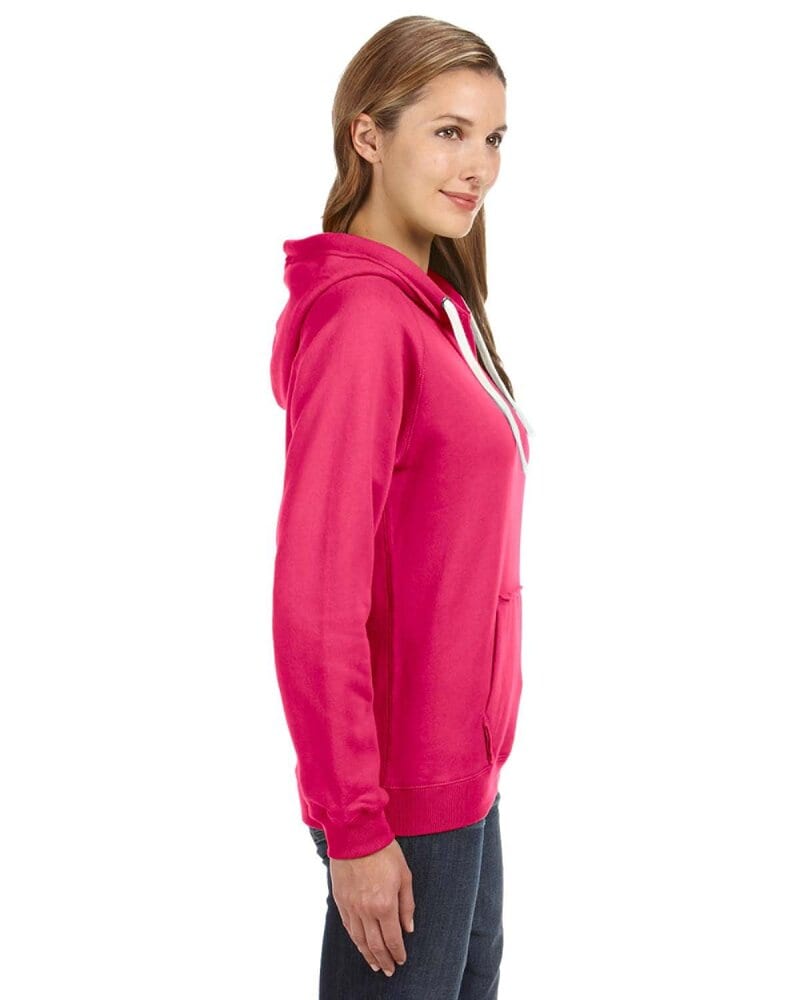 J. America 8836 - Ladies' Sueded V-Neck Hooded Sweatshirt