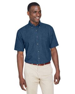 Harriton M550S - Men's 6.5 oz. Short-Sleeve Denim Shirt Dark Denim