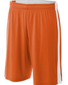 A4 N5284 - Adult Reversible Moisture Management Shorts Orange/White