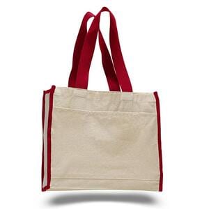 Q-Tees Q1100 - Canvas Gusset Tote Bag with Colored Handles