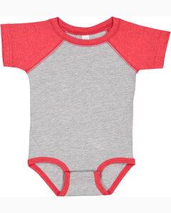 Rabbit Skins LA4430 - Infant Baseball Fine Jersey Bodysuit Vintage Heather/Red