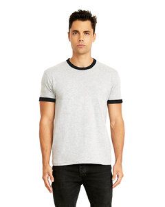 Next Level NL3604 - Men's Premium Fitted Cotton Ringer Tee Heather Gray/ Black