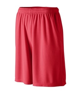 Augusta Sportswear 814 - Youth Longer Length Wicking Short W/ Pockets Red
