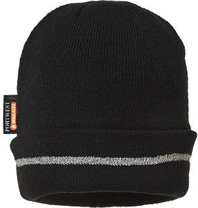 Portwest B023 - Knitted Hat Reflective Trim Black