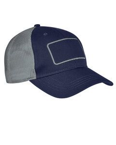 Big Accessories BA656T - Patch Trucker Cap Navy/Gray/Gray