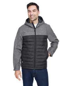 Dri Duck 5324 - Men's Pinnacle Puffer Body Softshell Hooded Jacket Black Hthr/Blk