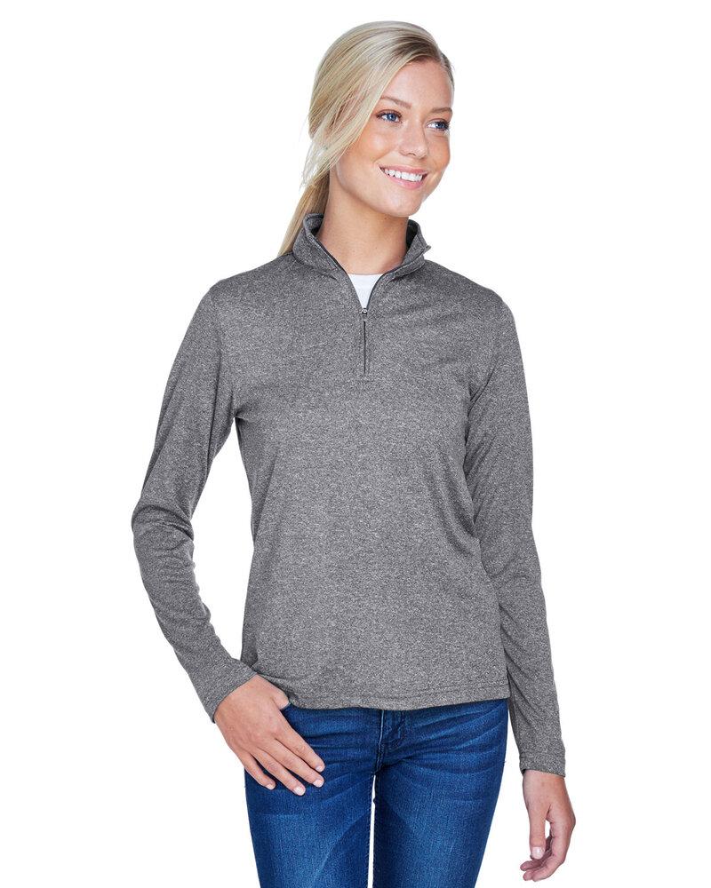 UltraClub 8618W - Ladies Cool & Dry Heathered Performance Quarter-Zip