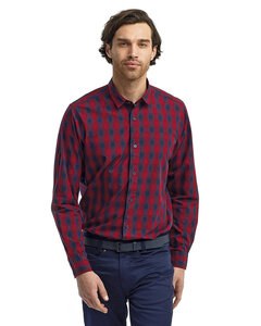 Artisan Collection by Reprime RP250 - Men's Mulligan Check Long-Sleeve Cotton Shirt Red/Navy