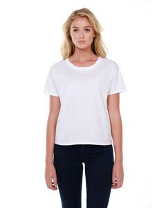 StarTee ST1017 - Ladies 3.5 oz., 100% Cotton Raw-Neck Boxy T-Shirt White