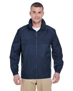 UltraClub 8929 - Adult Full-Zip Hooded Pack-Away Jacket True Navy