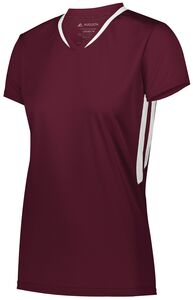 Augusta Sportswear 1683 - Girls Full Force Short Sleeve Jersey  Maroon/White