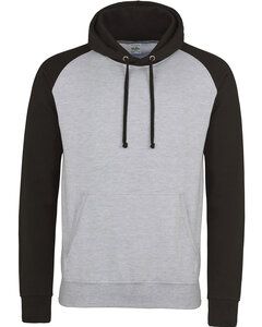 Just Hoods By AWDis JHA009 - Adult 80/20 Midweight Contrast Baseball Hooded Sweatshirt Hth Gry/Jet Blk