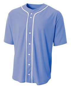 A4 N4184 - Shorts Sleeve Full Button Baseball Top Light Blue