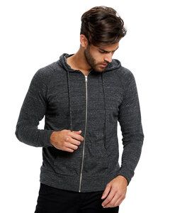 US Blanks US655 - Unisex 4.9 oz. Long-Sleeve Zip Hoodie Tri Charcoal