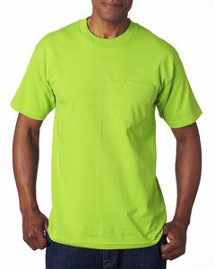 Bayside BA7100 - Adult 6.1 oz., 100% Cotton Pocket T-Shirt Lime Green