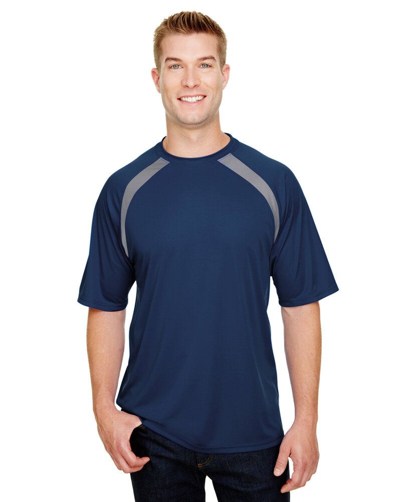 A4 N3001 - Men's Spartan Short Sleeve Color Block Crew Neck T-Shirt