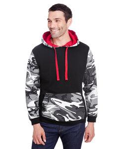 Code V 3967 - Men's Fashion Camo Hooded Sweatshirt Blk/Urbn Wd/Rd