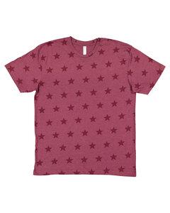 Code V 3929 - Mens' Five Star T-Shirt Burgundy Star