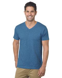 Bayside BA5025 - Unisex 4.2 oz., Fine Jersey V-Neck T-Shirt Heather Royal