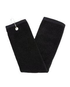 Carmel Towel Company C1625TG - Trifold Golf Towel with Grommet and Hook Black