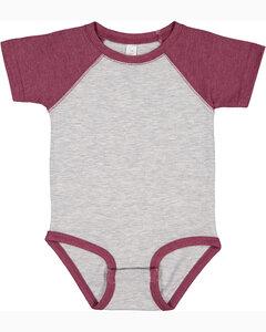 Rabbit Skins 4430 - Fine Jersey Infant Three-Quarter Sleeve Baseball Bodysuit Vintage Heather/Burgundy