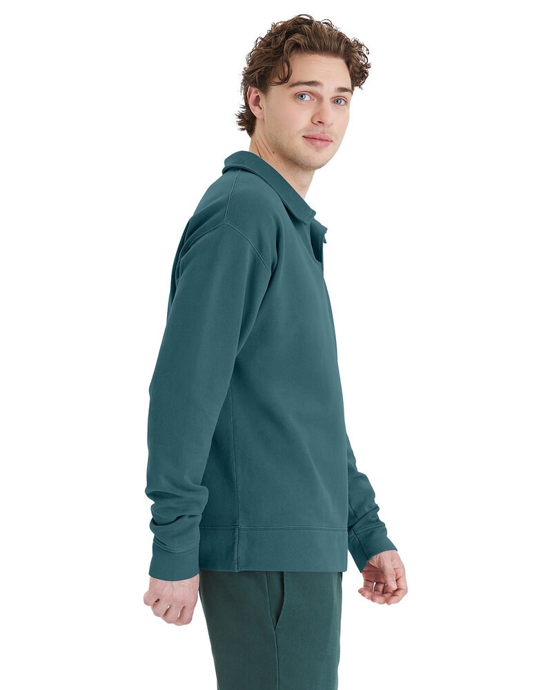 ComfortWash by Hanes GDH490 - Unisex Garment Dye Polo Collar Sweatshirt