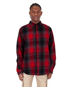 Shaka Wear SHHFS - Men's Plaid Flannel Overshirt Red/Black