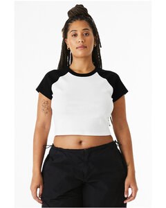 Bella+Canvas 1201 - Ladies Micro Ribbed Raglan Baby Tee White/Black