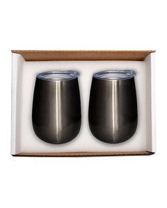 Prime Line PL-8239 - Duo Vacuum Stemless Wine Tumbler Gift Set Gunmetal