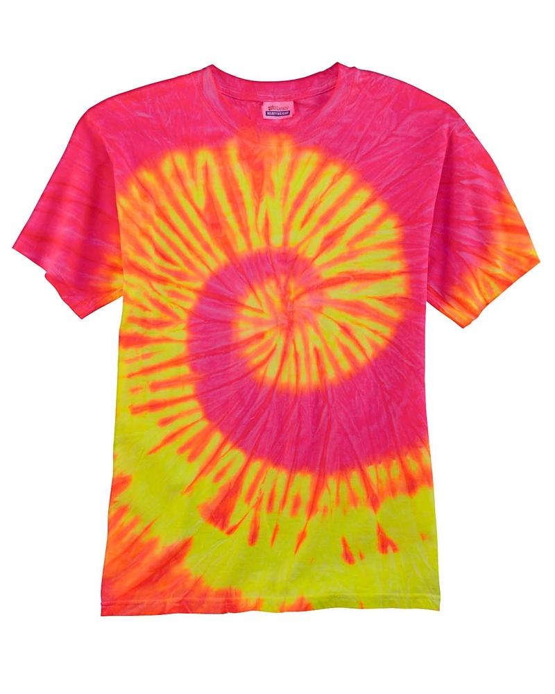 Tie dye gildan t-shirts for men pink and yellow