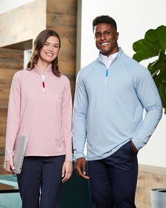 Devon & Jones DG480 - Mens CrownLux Performance Clubhouse Micro-Stripe Quarter-Zip