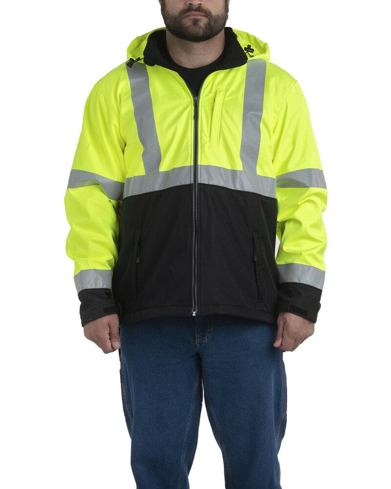 Berne HVJ206T - Men's Tall Hi-Vis Class 3 Hooded Softshell Jacket