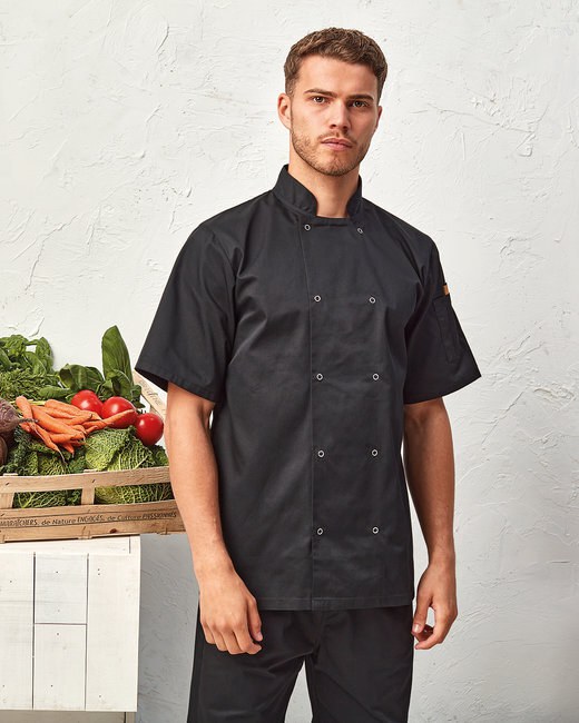 Artisan Collection by Reprime RP664 - Unisex Studded Front Short-Sleeve Chef's Coat
