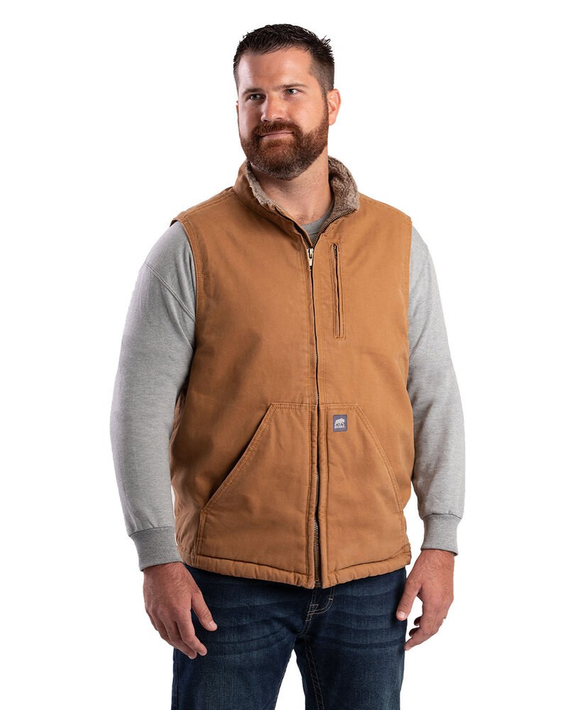 Berne V818 - Men's Heartland Sherpa-Lined Washed Duck Vest